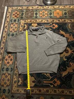 Polo Ralph Lauren Men's XXL Heather Grey Quarter-Zip Cotton Knit Sweater